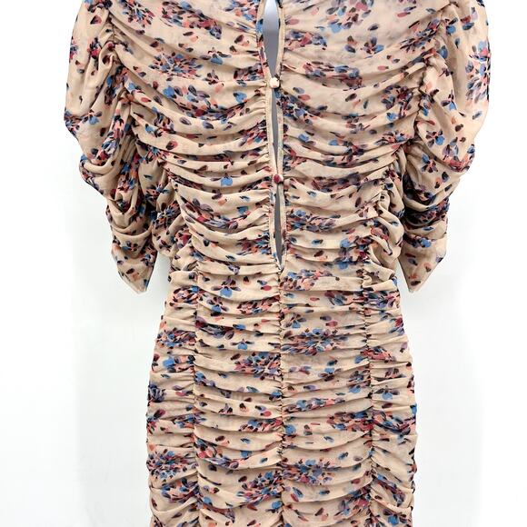 FREE PEOPLE Briella Floral Printed Midi Dress Large Cream Tea Ruched NWT - Picture 11 of 16